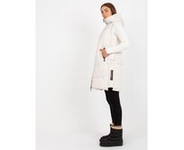 Dámská vesta s kapucí dlouhá péřová KITA krémová Ecru, 2XL