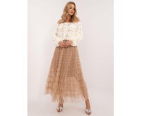 Velbloudí dlouhá tylová sukně s volánky Karamelová, Univerzální