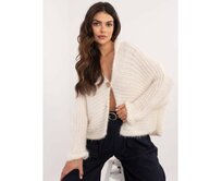 Ecru rozepínací svetr volného střihu OCH BELLA Ecru, Univerzální