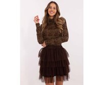 Tmavě hnědá tylová sukně s podšívkou Suerta OCH BELLA Hnědá, Univerzální
