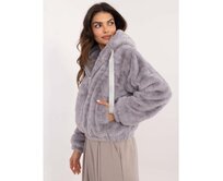 Šedá dámská bunda s umělou kožešinou a zapínáním na zip Šedá, Univerzální