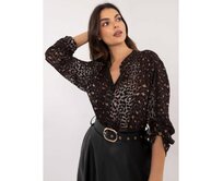 Tmavě šedá maskáčová košilová halenka OCH BELLA Tmavě šedá, Univerzální