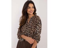 Béžová košilová halenka s potiskem OCH BELLA Vícebarevný, Univerzální