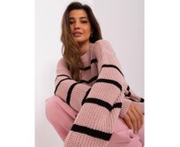 Dámský pruhovaný svetr oversize LINIMA světle růžový Růžová, Univerzální