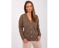 Dámský svetr s výstřihem do V RUE PARIS hnědý Hnědá, Univerzální