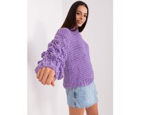 Dámský svetr nadměrné velikosti s buffovými rukávy EVERE fialový Fialová, Univerzální