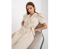 Dámské šaty s vázáním mini koktejlové LEWELLA světle béžové Béžová, Univerzální