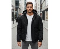 Pánská zimní bunda s kapucí, černá Černá, XXL/54