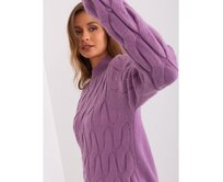 Dámský svetr s plédy a polovičním rolákem SIVA fialový Fialová, Univerzální