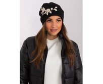 Dámská čepice s aplikací a zirkony BLI černo-béžová Vícebarevný, Univerzální