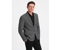 Pánské sako s nášivkami na loktech V5 OM-BLZB-0108 černá Černá, S