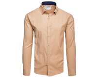 Pánská košile s dlouhým rukávem béžová Béžová, XL