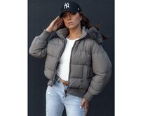 Dámská zimní bunda prošívaná s kožešinou COLDPACK tmavě šedá Břidlicová, M