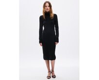 Pletené midi šaty Černá, XXS