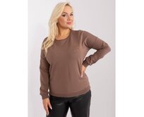 Dámská halenka plus size s kapsičkou s nášivkou DERA hnědá Hnědá, Univerzální
