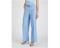 Světle modré dámské široké kalhoty s páskem Světle modrá, 38