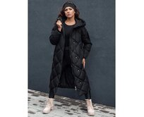 Dámská prošívaná zimní bunda s kapucí FEMACOAT černá Černá, XL
