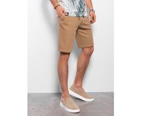 Pánské pletené šortky V4 OM-SRCS-0110 světle hnědé Hnědá, S