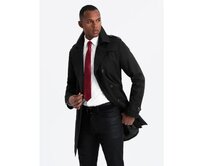 Pánský střednědobý kabát - tmavě béžový C269 Černá, XXL