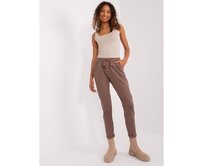 Dámské tepláky basic s kapsami APRILIA hnědé Hnědá, M