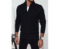 Pánský svetr s rozšířeným límcem černý Černá, 3XL