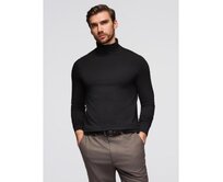 Pánská hladká blůza s dlouhým rukávem a rolákem – černá V1 OM-LSCL-0130 Černá, XL