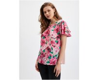 Růžová dámská květovaná halenka Růžová, L