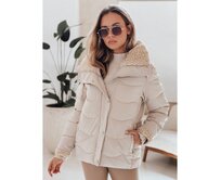 Dámská zimní bunda WARMMISS prošívaná s kapucí  světle béžová Béžová, XL
