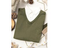 Pánský svetr V5 olivový E120 Olivová, S