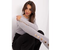 Dámský svetr s knoflíky na rukávech COV šedý Šedá, M/L