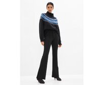 Elegantní kalhoty flare high rise Černá, 4