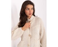 Světle béžový rozepínací svetr se stojáčkem Béžová, Univerzální