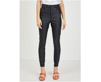 Černé dámské koženkové kalhoty Černá, 38