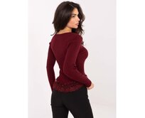 Bordový dámský svetr s ozdobnými knoflíky Kaštanová, Univerzální