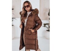 Dámská zimní bunda prošívaná s kožešinou STYLEBELLA hnědá Hnědá, S