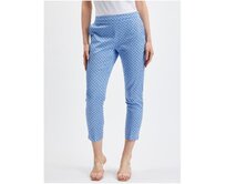 Modré dámské puntíkované zkrácené kalhoty Modrá, 36