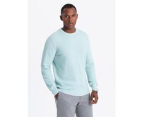 Pánský melanžový strukturovaný pletený svetr - mátový Mátová, L