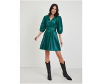 Zelené dámské koženkové šaty Zelená, 40