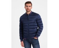 Pánská bunda bomber s manžetami  V2 OM-JALP-22FW-007 tmavě modrá Námořnická modrá, L