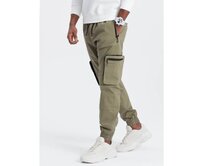 Pánské kalhoty JOGGER s odepínacími cargo kapsami na zip světle olivová Olivová, L