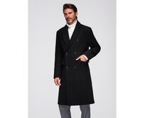 Pánský dvouřadový vlněný kabát – černý V2 OM-COWC-0133 Černá, S