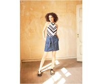 Modrá pruhovaná krátká džínová sukně se zavazováním Modrá, 36