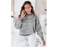 Dámský svetr s pruhy, šedý Břidlicová, S/M