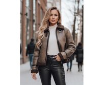 Dámská semišová bunda s kožešinou KASAMIRA coffee Karamelová, S