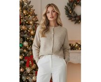 Dámský svetr se zapínáním, SELINA, béžový Béžová, M/L