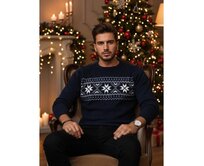 Pánský svetr tmavě modrý Námořnická modrá, XXL