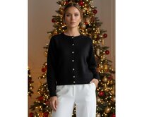 Dámský svetr se zapínáním, SELINA, černý Černá, S/M