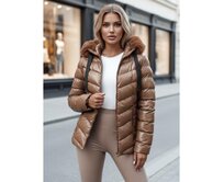 Dámská zimní bunda prošívaná s kapucí MIRIAL hnědá Karamelová, S