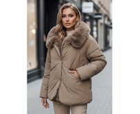 Dámská zimní bunda LUNAVI prošívaná s kožešinou světle béžová Béžová, S