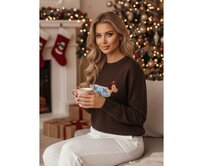 Dámský svetr s aplikací psa, CHICPAWS, hnědý Hnědá, S/M